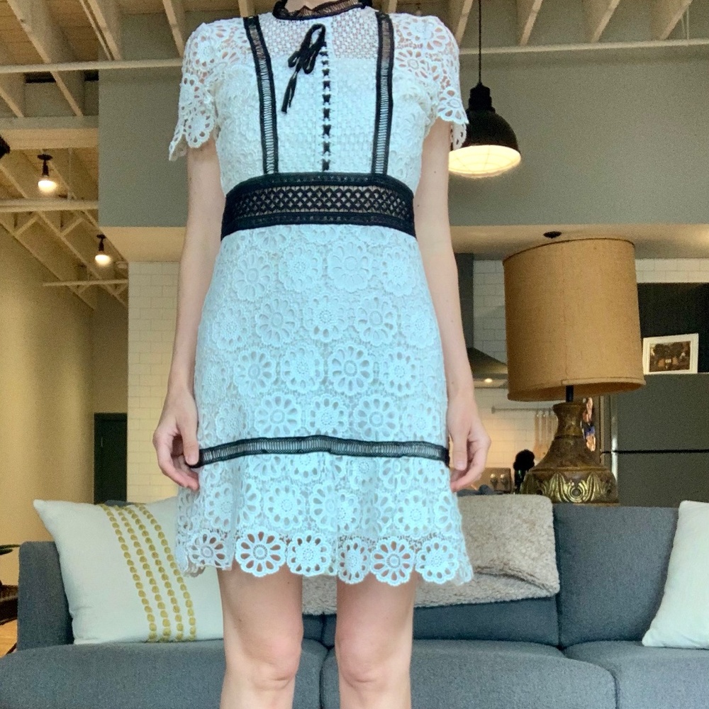 Black and White Crocheted/Lace Dress